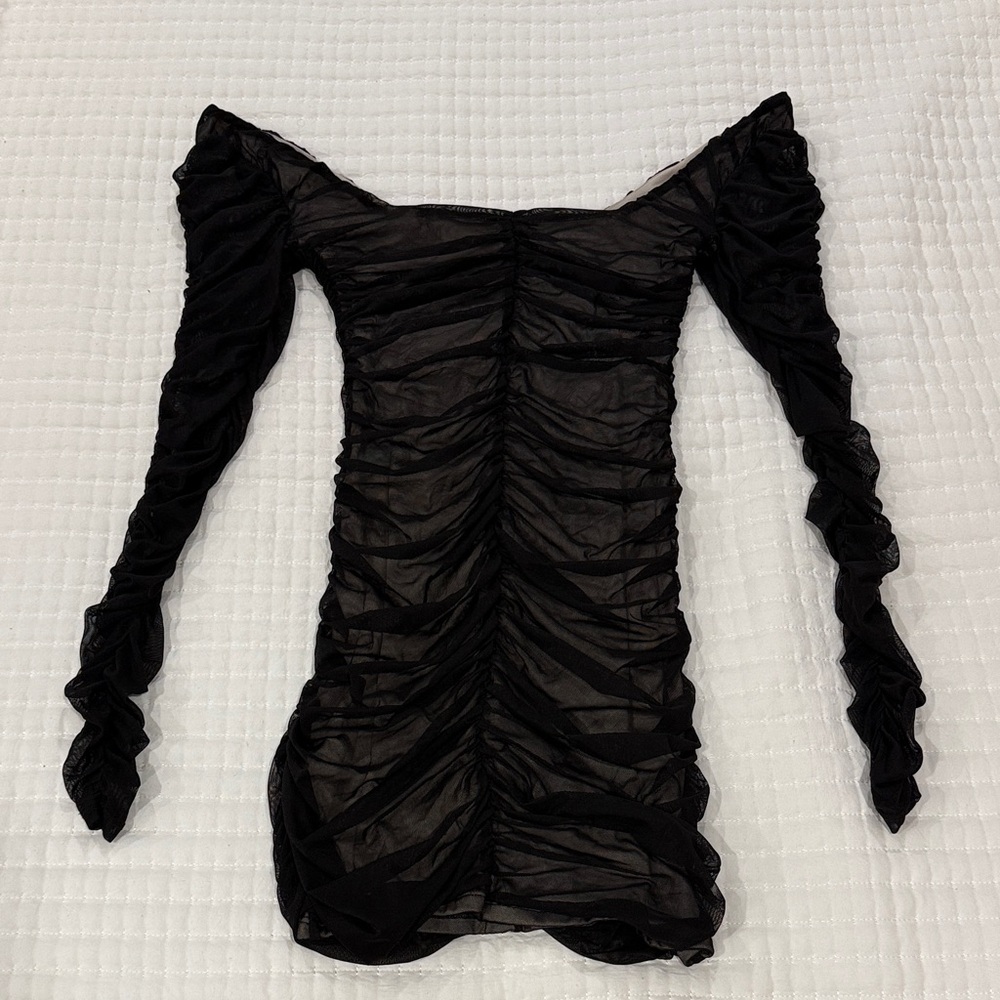 Elegant Black Ruched Dress